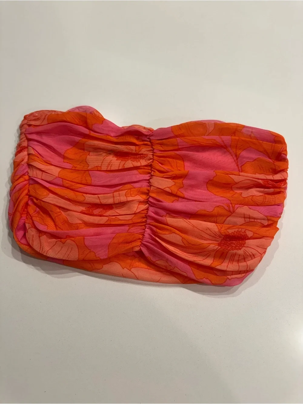 Zara Floral Bandeau Bustier in Pink and Orange